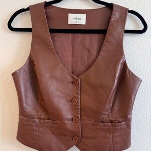Aritzia Wilfred Brown Leather Vest, Size 4